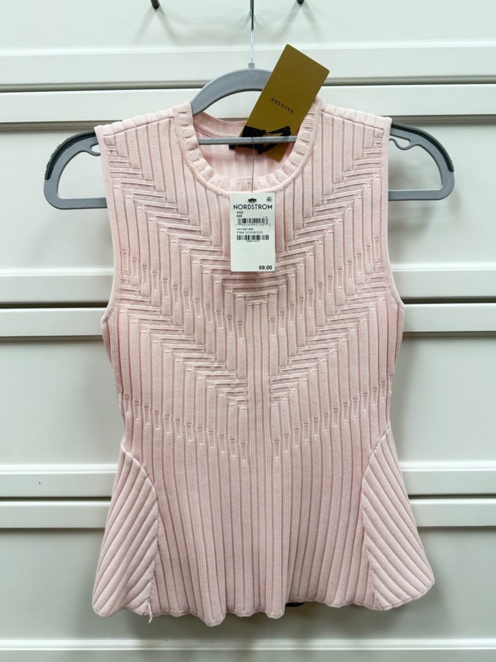 Nordstrom Pink Ribbed Knit Peplum Shell Dress